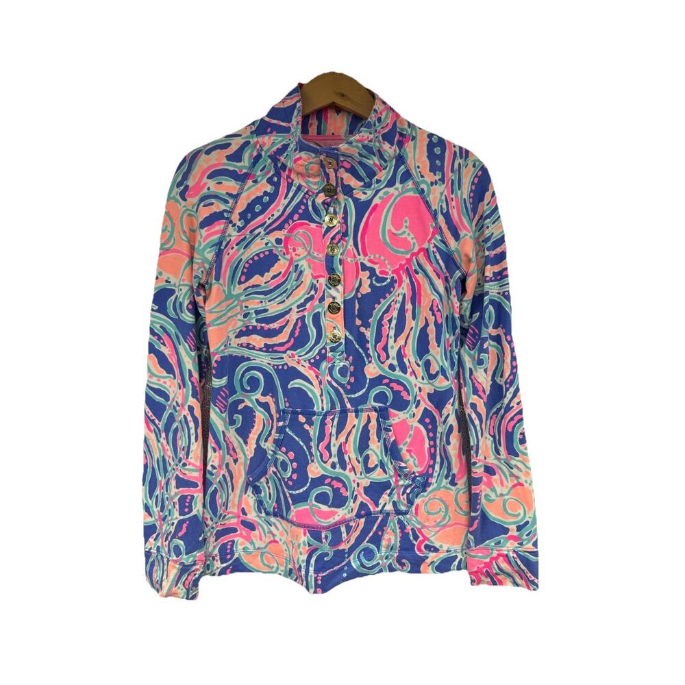 Womens Top LILLY PULITZER Preppy "UPF 50+ Captain Popover‎ Jellies Be Jamming XS